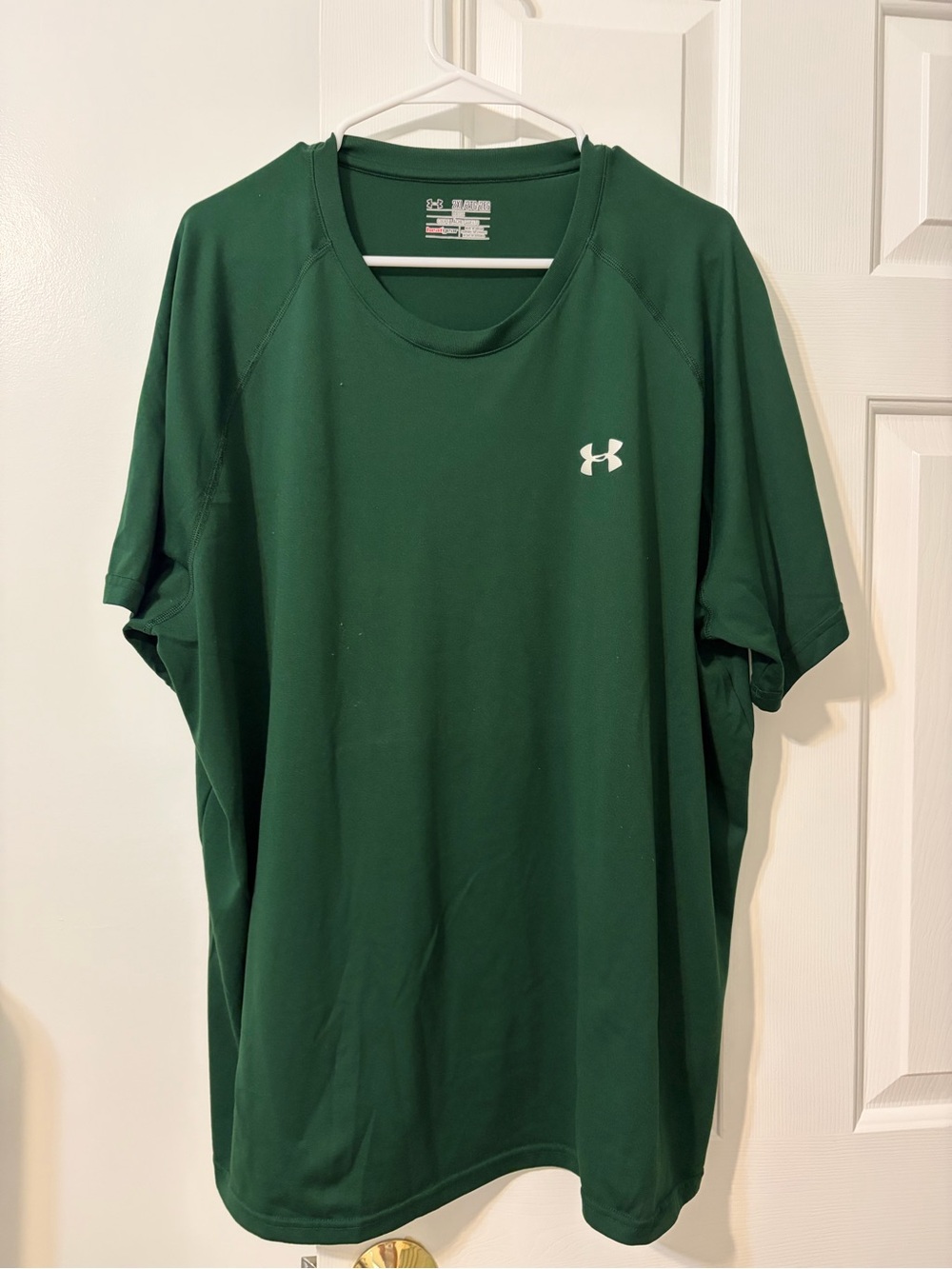 Under Armour HeatGear Men's 2XL Green Solid Short Sleeve Crew Neck T-Shirt Logo